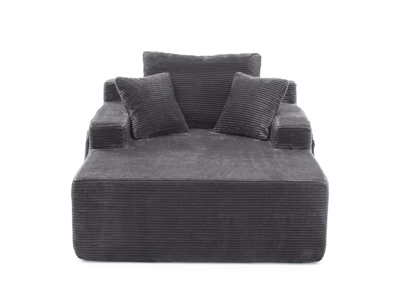  Canapé en velours côtelé beige, design élégant avec coussins doux et poches de rangement  - Conforama A