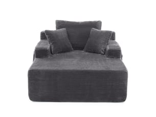 Canapé en velours côtelé beige, design élégant avec coussins doux et poches de rangement