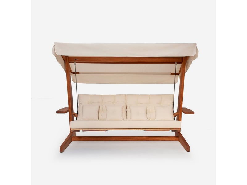  Balancelle de jardin en bois avec toit luna deluxe - beige  - Conforama C
