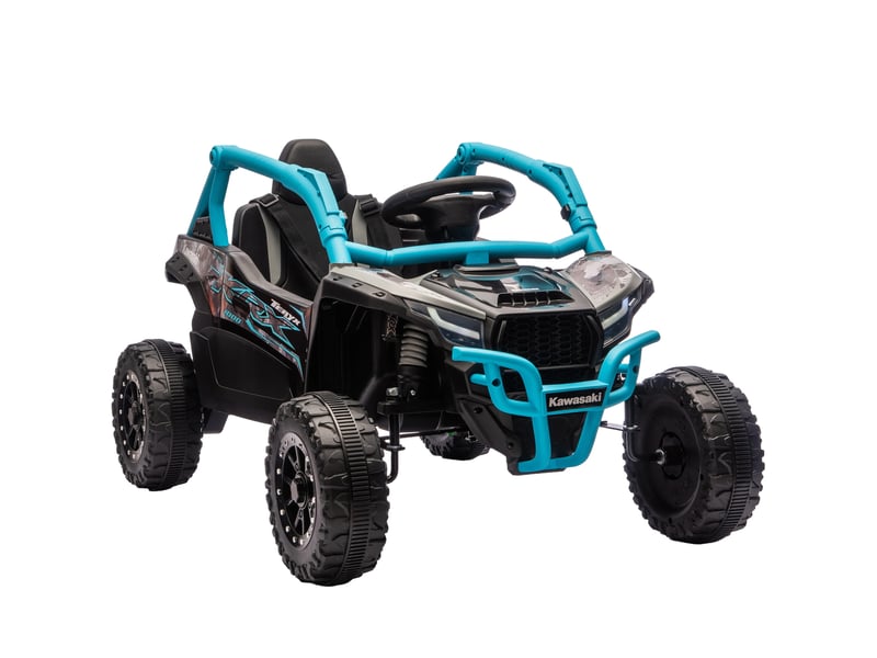  Voiture électrique kawasaki teryx krx 1000 12v sous licence pour enfants, télécommande, suspension arrière, bleue  - Conforama A