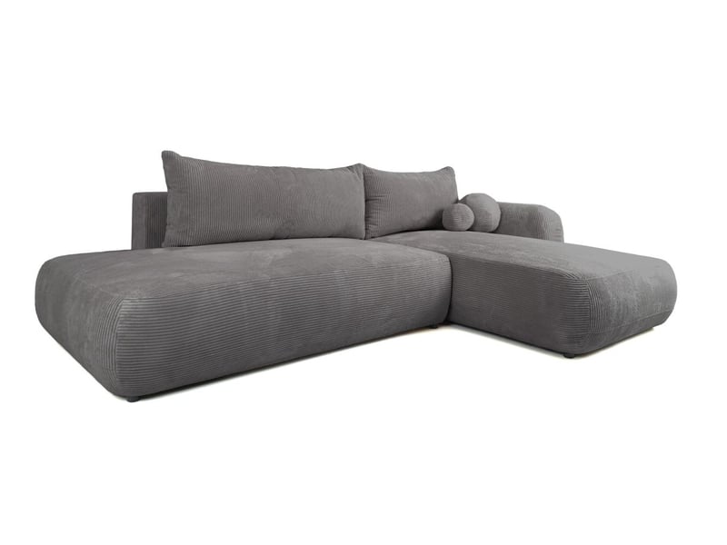  Canapé d'angle convertible 5 places fabio en velours côtelé - gris foncé - angle droit FABIO - Conforama D