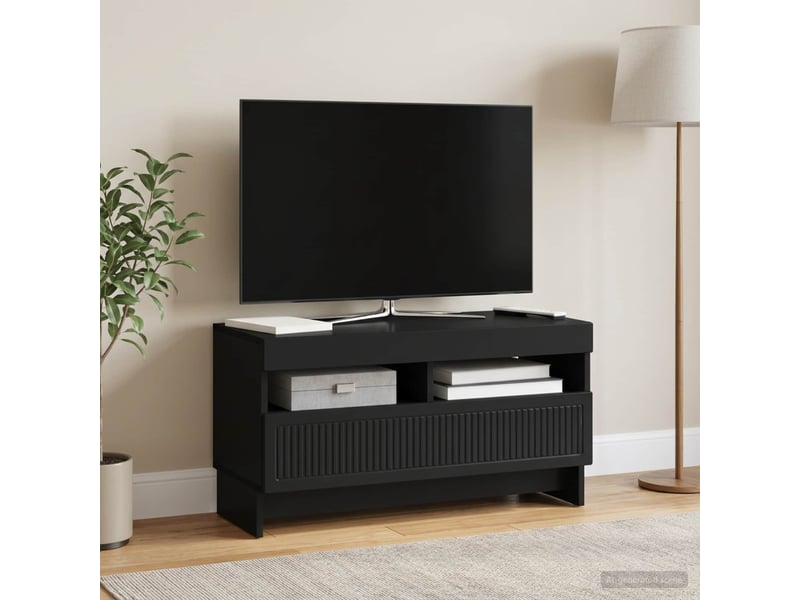  Meuble tv - banc tv - meuble de rangement led noir bois d'ingénierie  - Conforama D