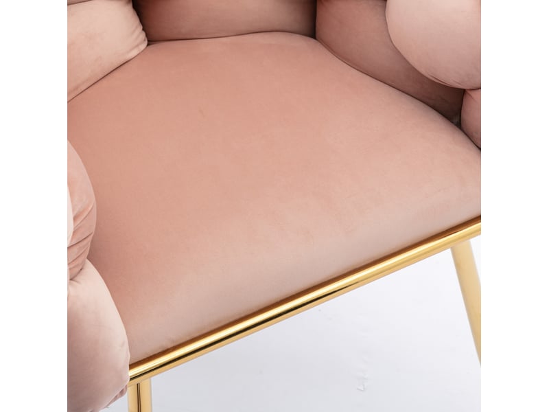  Lot de 2 fauteuils d'accent 73x56x75 cm avec accoudoirs métal rose  - Conforama D