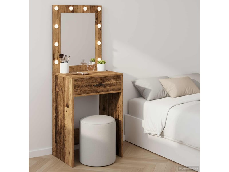  Coiffeuse, table de toilette bois ancien 50x41x135 cm shl43208  - Conforama B