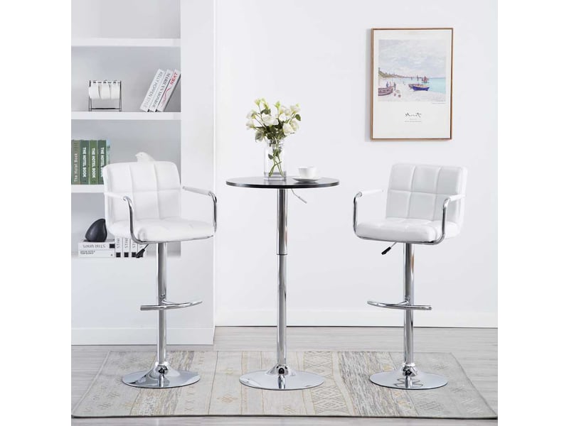  Lot de 2 tabouret de bar, chaise de bar blanc similicuir shl10110  - Conforama B