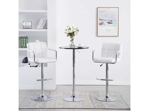 Lot de 2 tabouret de bar, chaise de bar blanc similicuir shl10110