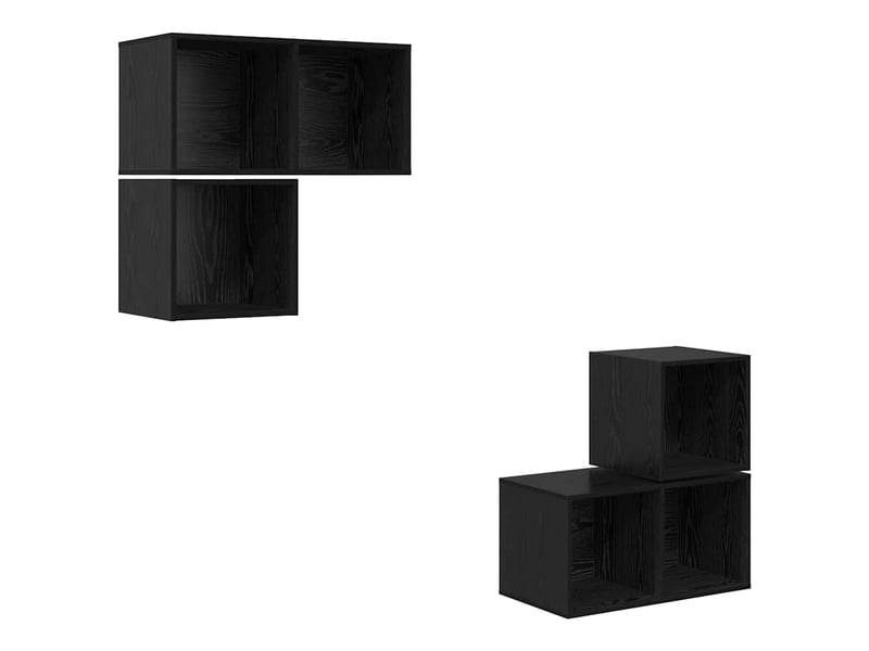  Ensemble meuble tv - banc tv - meuble de rangement 4 pcs chêne noir bois d'ingénierie  - Conforama A