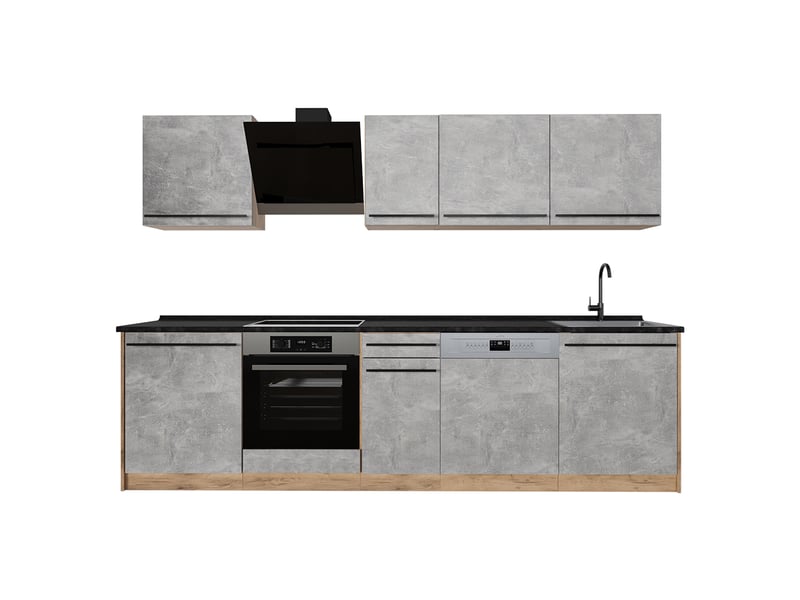  Vicco cuisine, bétonchêne doré, 280cm plan de travail anthracite  - Conforama A