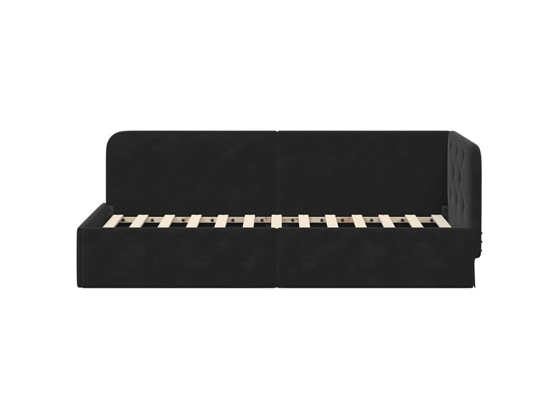  Lit simple- lit adulte -  cadre de lit d'angle noir 80 x 200 cm velours  - Conforama D