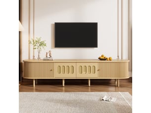 Meuble tv coloris bois clair 180 cm <strong>KORFEE</strong> <strong></strong>