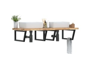 Étagère de vasque | étagère murale acier et bois massif d'acacia shl3211
