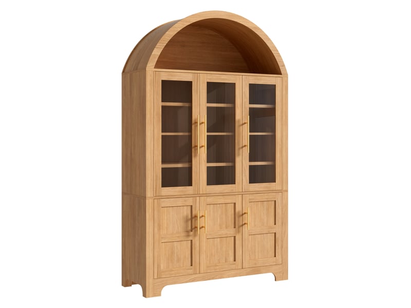 Buffet haut 6 portes 110x40x185 cm avec niche arquée, coloris naturel - Conforama R