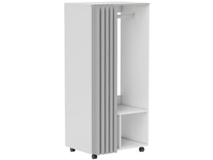 Armoire penderie armoire de rangement mobile avec rideau, 60 x 40 x 128 cm, tringle de suspension, blanc