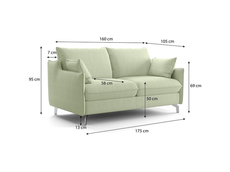  Canapé droit convertible 3 places en tissu chenille vert sauge - ouverture express - astoria Astoria - Conforama D