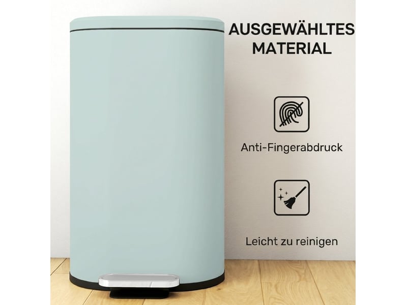  Poubelle de cuisine 30 l à pédale verte en métal avec couvercle soft-close, compacte pour votre intérieur  - Conforama E