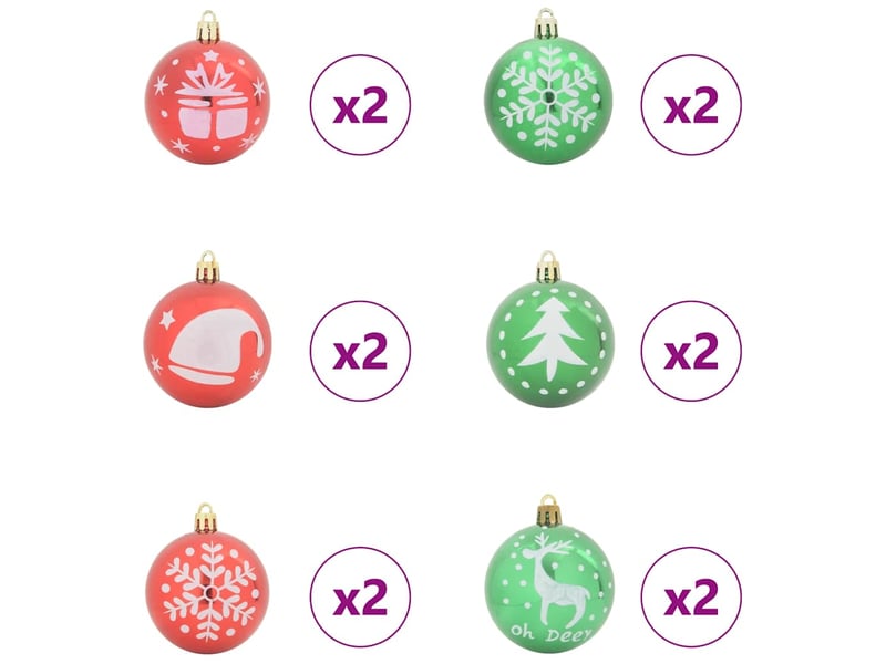 Ensemble de boules de noël 40 pcs rouge et vert ø 6 cm plastique  - Conforama D