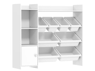 Meuble rangement enfant 3 à 8 ans, rangement jouets enfant avec 8 bacs amovibles, étagères de rangement, blanc, placard
