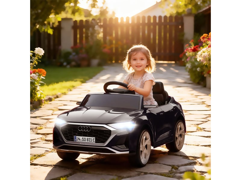  Audi q8 e-tron sportback voiture électrique pour enfants avec batterie 12v, télécommande, phares, klaxon et musique - noir  - Conforama D