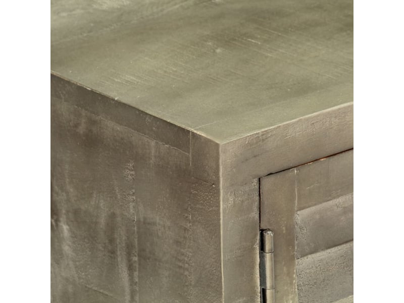  Meuble tv - banc tv - meuble de rangement bois solide de manguier gris avec laiton 110x30x48 cm  - Conforama D
