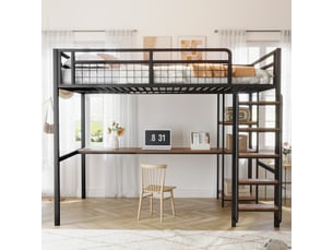 Lit mezzanine 140x200 cm <strong>REDOM</strong> <strong></strong> coloris noir