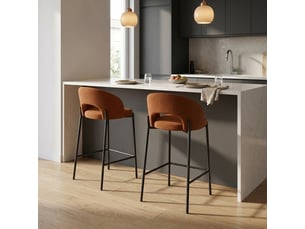 Lot de 2 tabourets de cuisine en tissu et métal avec repose-pieds nia - orange