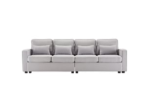 Canapé droit fixe OKWISH  4 places Tissu gris