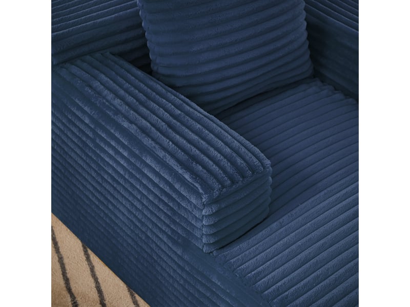  Méridienne bleu canapé moderne en velours côtelé salon design compact  - Conforama E
