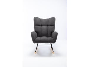 Fauteuil à bascule - 65x77x90cm - fauteuil rocking chair tissu bouclette teddy avec poche et pieds bois massif - gris