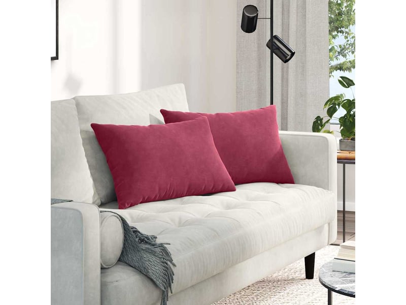  Lot de 2 coussins de canapé, coussins décoratifs bordeaux 60 x 40 cm cf59031  - Conforama B