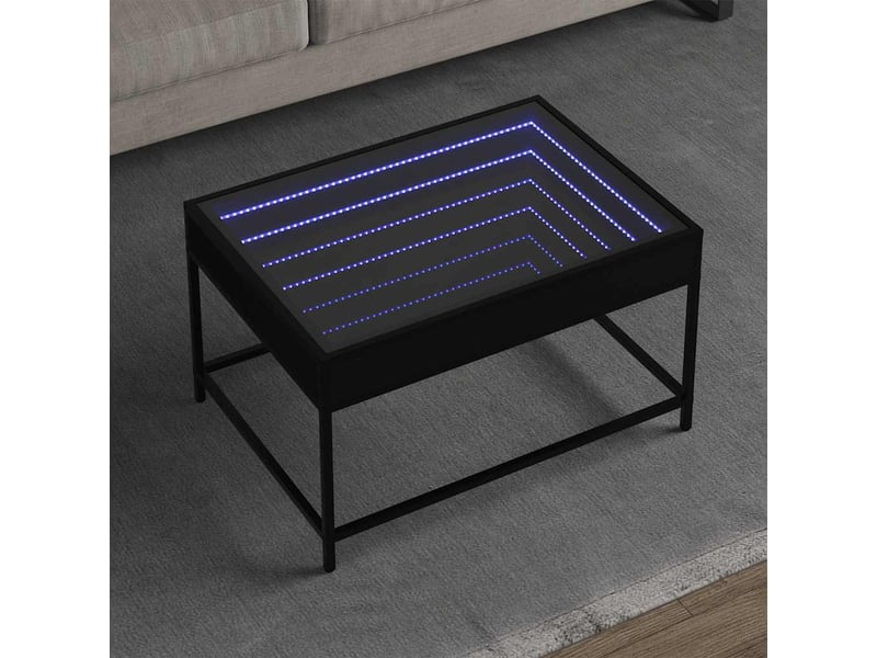 Table basse - table de salon - table à thé avec led infini noir 70x50x41 cm - Conforama B