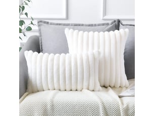 Lot de 2 housses de coussin 45 x 45 cm peluche blanc chicfurn