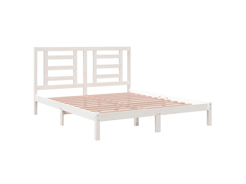  Lit double- lit adulte -  cadre de lit sans matelas blanc 160x200 cm bois de pin massif  - Conforama C