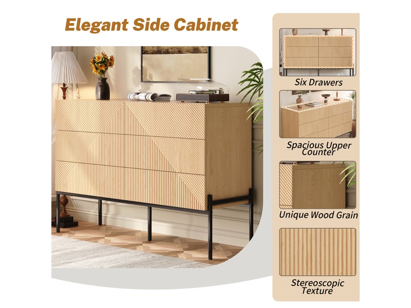  Buffet coloris marron panneaux texturés ORGL3867N - Conforama B