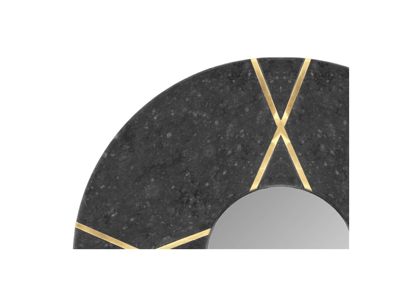  Miroir mural rond en marbre dexter 30cm noir  - Conforama D