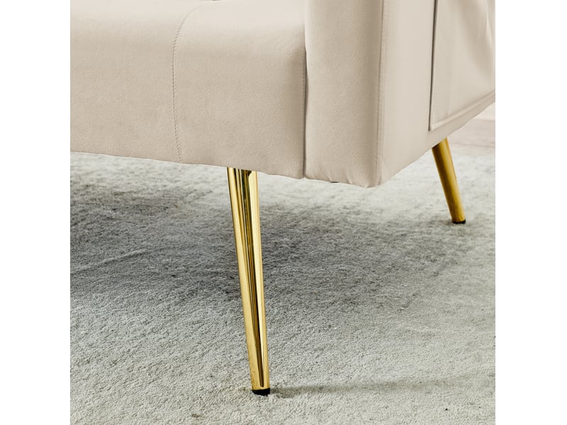  Canapé convertible 2 places 177x78x74 cm beige en velours, dossier réglable 3 positions et 2 coussins  - Conforama E