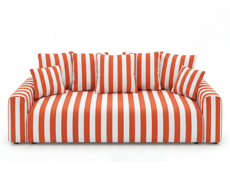 Oli - canapé droit convertible tissu rayé orange - Conforama A