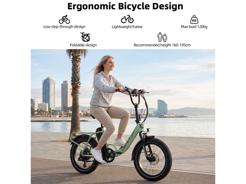  Bekup s3 vélo électrique pliable, pneus 20, batterie 48v 15ah, vert  - Conforama E