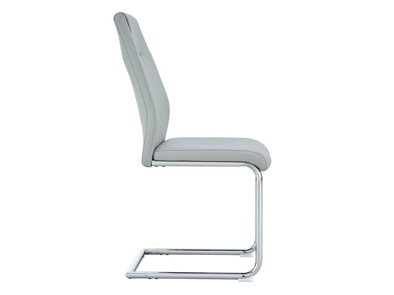  Chaises de salle à manger scandinaves en pu gris clair, lot de 4, pieds en métal argenté  - Conforama D