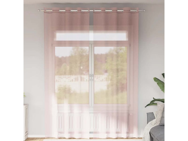  Lot de 2 rideaux en voile, voilages avec œillets rose clair 140x300 cm cf44406  - Conforama B