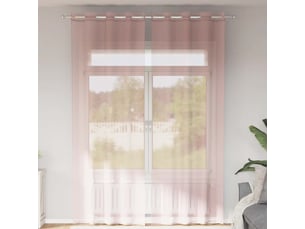 Lot de 2 rideaux en voile, voilages avec œillets rose clair 140x300 cm cf44406
