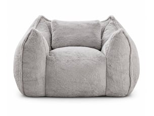 Fauteuil pouf géant 123 x 97 x 73 cm, fausse fourrure, mousse haute densité, coussin inclus pour salon et chambre - gris