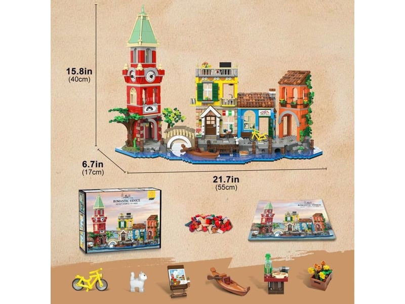  Kit de construction modulaire venise romantique 2155 pieces avec eclairage led quatre batiments gondole 151498_AAAOQ05181_6_DROPFR - Conforama C