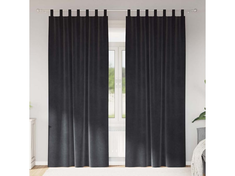  Lot de 2 rideaux, rideaux de fenêtre gris foncé 140 x 260 cm velours cf44071  - Conforama B