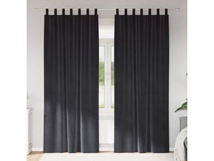 Lot de 2 rideaux, rideaux de fenêtre gris foncé 140 x 260 cm velours cf44071
