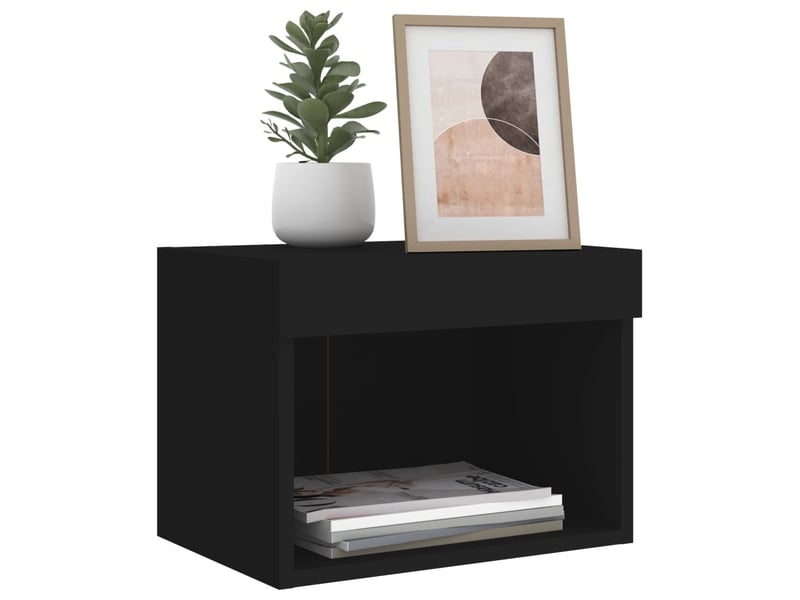 Lot de 2 tables de chevet - cabinet de chevet - table de nuit murales avec lumières led noir  - Conforama E
