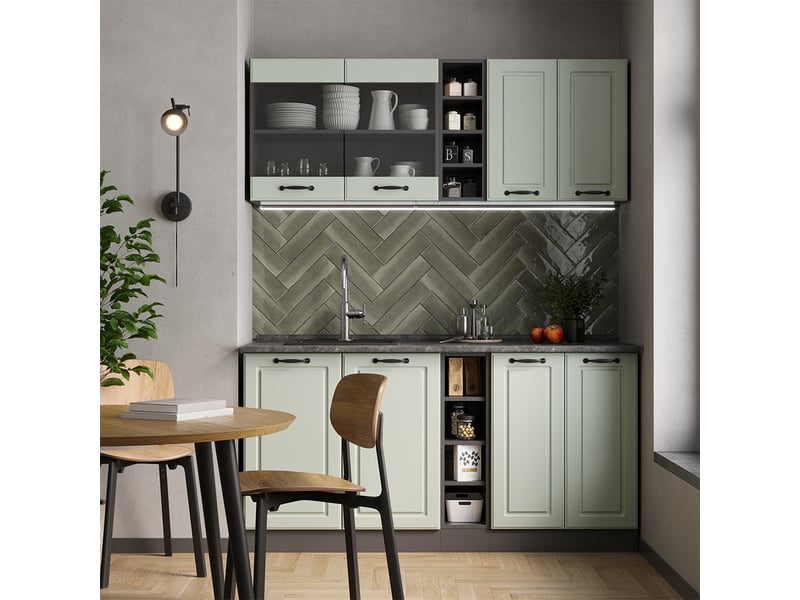  Vicco cuisine, mint campagneanthracite, 160cm sans plan de travail  - Conforama C