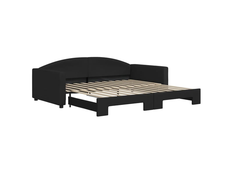 Lit simple- lit adulte - lit de jour avec gigogne sans matelas noir 100x200 cm - Conforama A