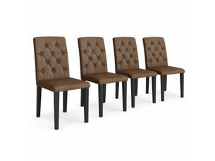 Lot de 4 chaises de salle à manger 42x46x89 cm, métal noir, tissu marron, d'assise agréable, chaise cuisine rétro