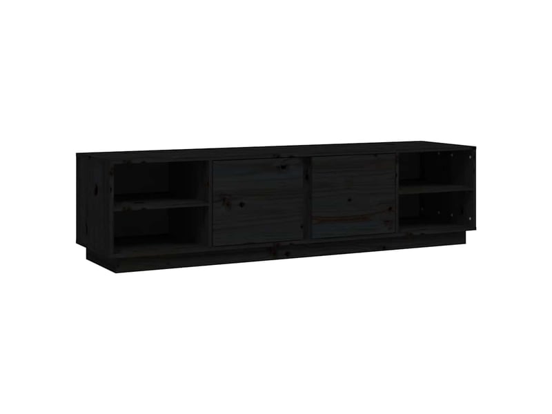  Meuble tv - banc tv - meuble de rangement noir 156x40x40 cm bois de pin massif  - Conforama A