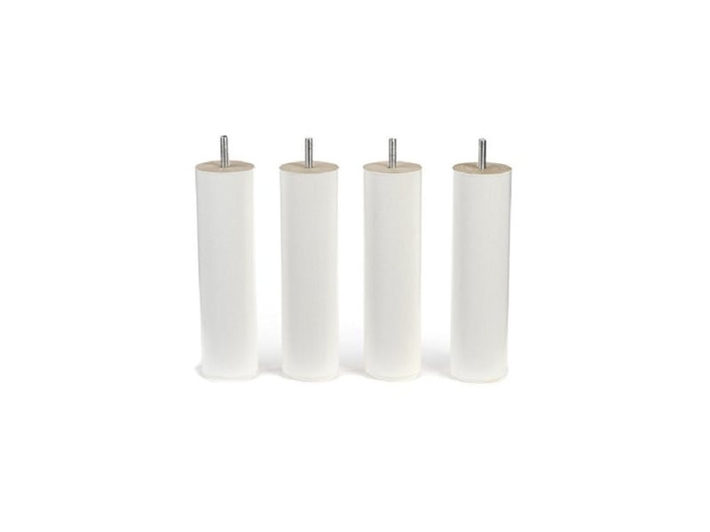  Pieds bois 25 cm blanc - 4 pieds pour sommier non métalique à visser – compatibles sommier tapissier, robustes, gain de place et entretien facile  - Conforama B